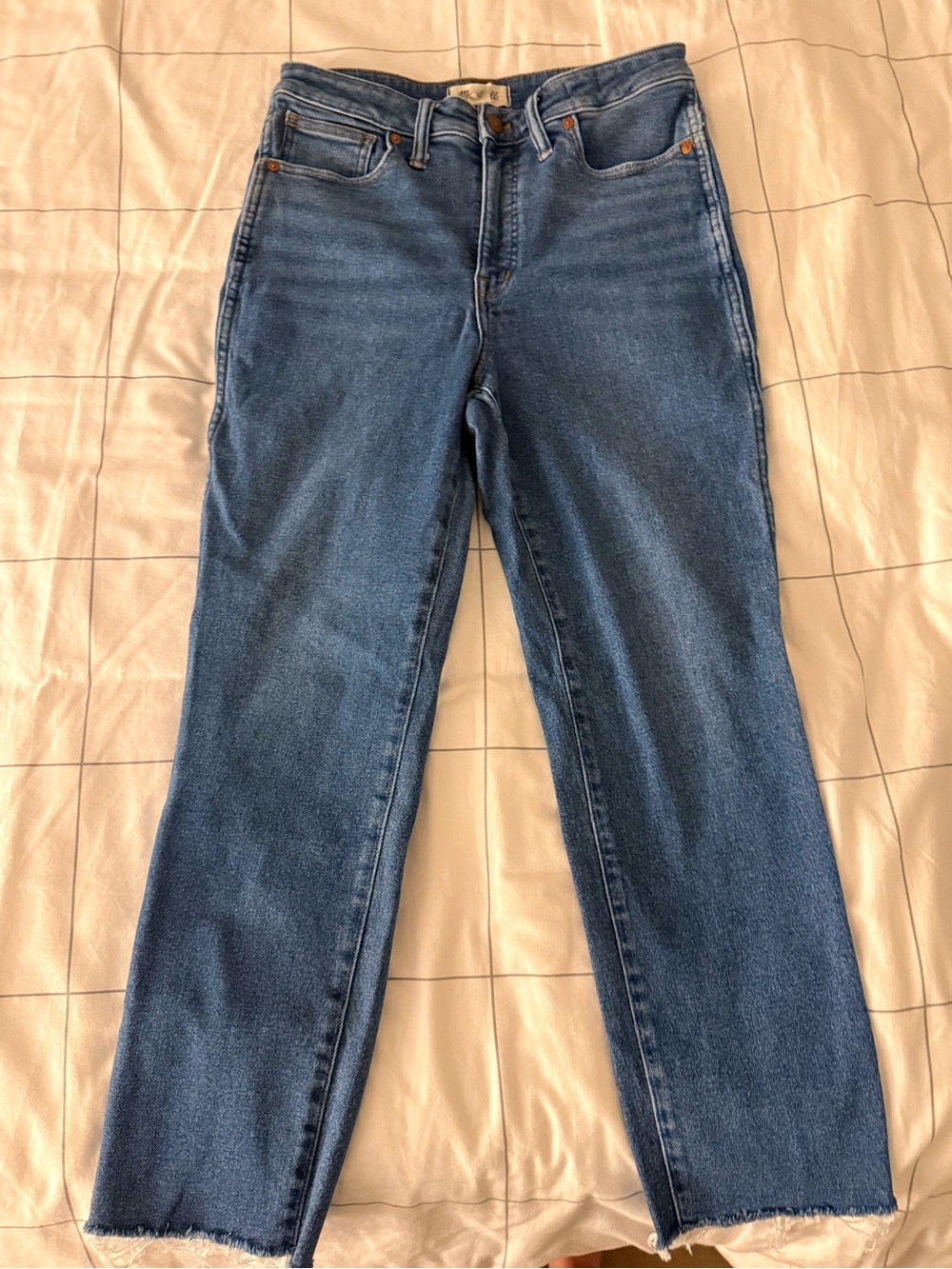 Madewell Women’s “stovepipe” Straight Leg Jeans - Mid Blue Denim
